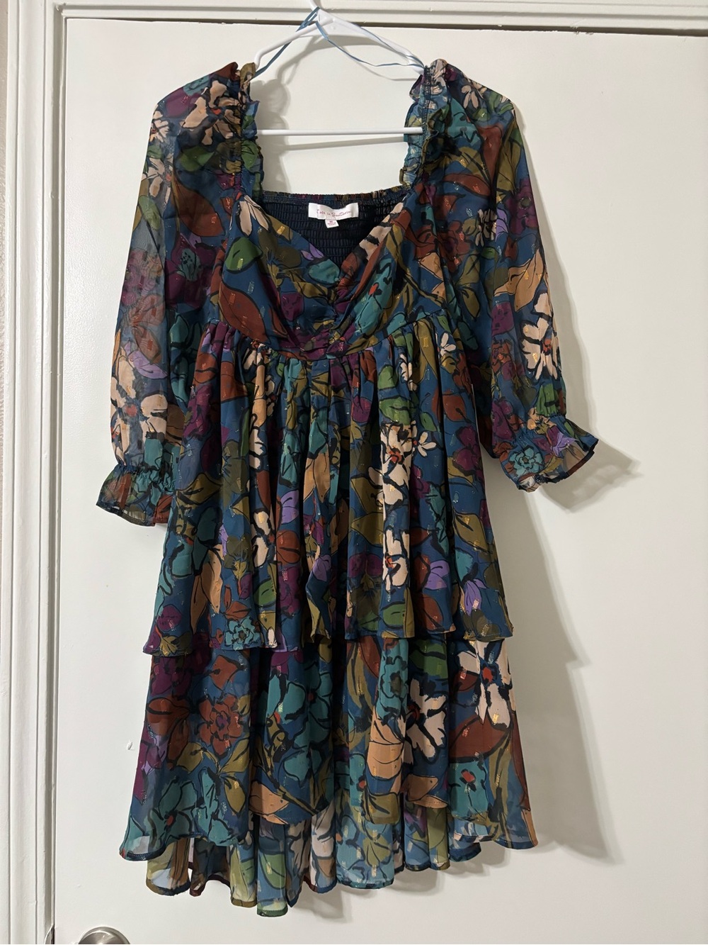 Floral Tiered High-Low Dress in Multi-Color